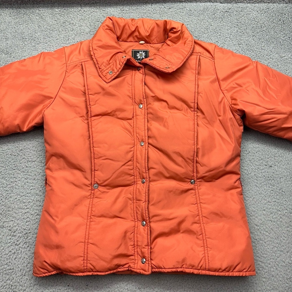 Alpine Designs S108 6395 Womens 14 Orange Goose Down Full Zip Ski Jacket USA